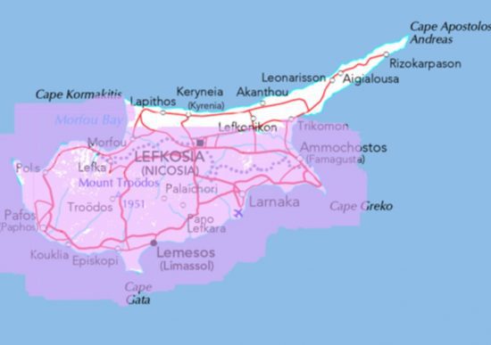 Зона покрытия сотового оператора на Кипре
