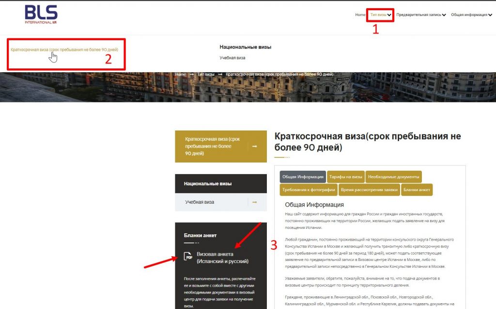 Визовая анкета