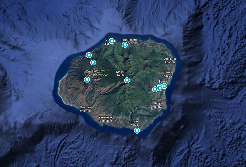 Все локации Kauai на карте