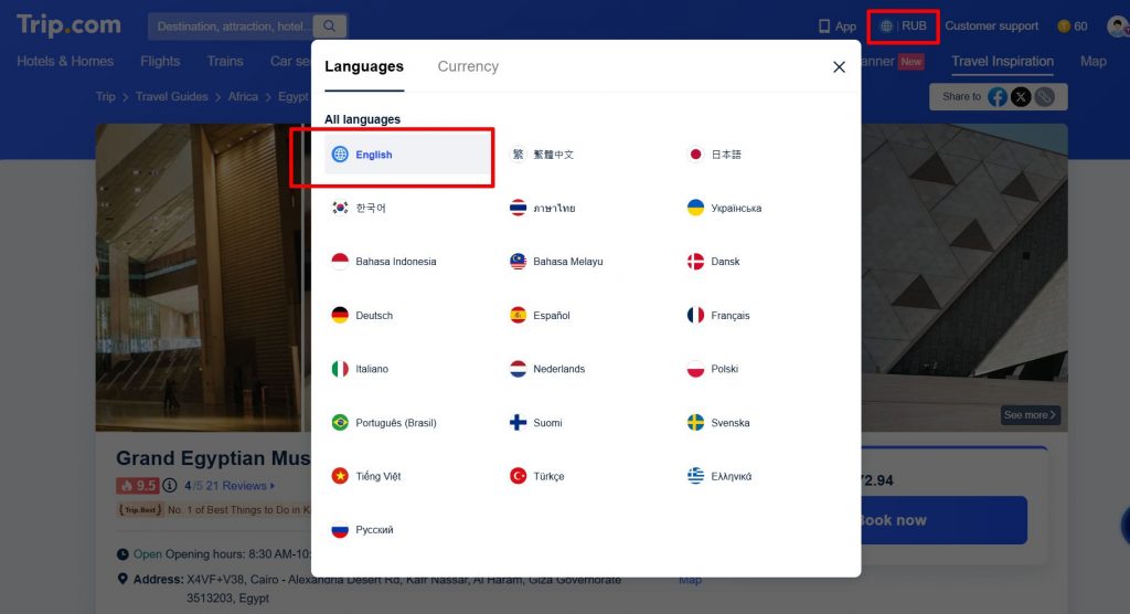 Покупка билета в Большой Египетский музей на трип ком